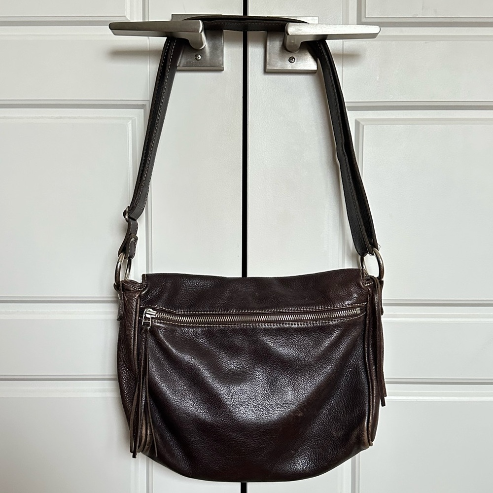 Brown Leather Roots Purse / Messenger Bag. - Picture 2 of 15